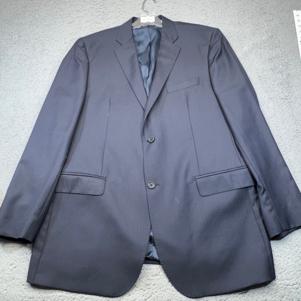 Saks‎ Fifth Avenue Blazer Mens 44 Long Pin Striped Zegna Wool Sport Coat Italy